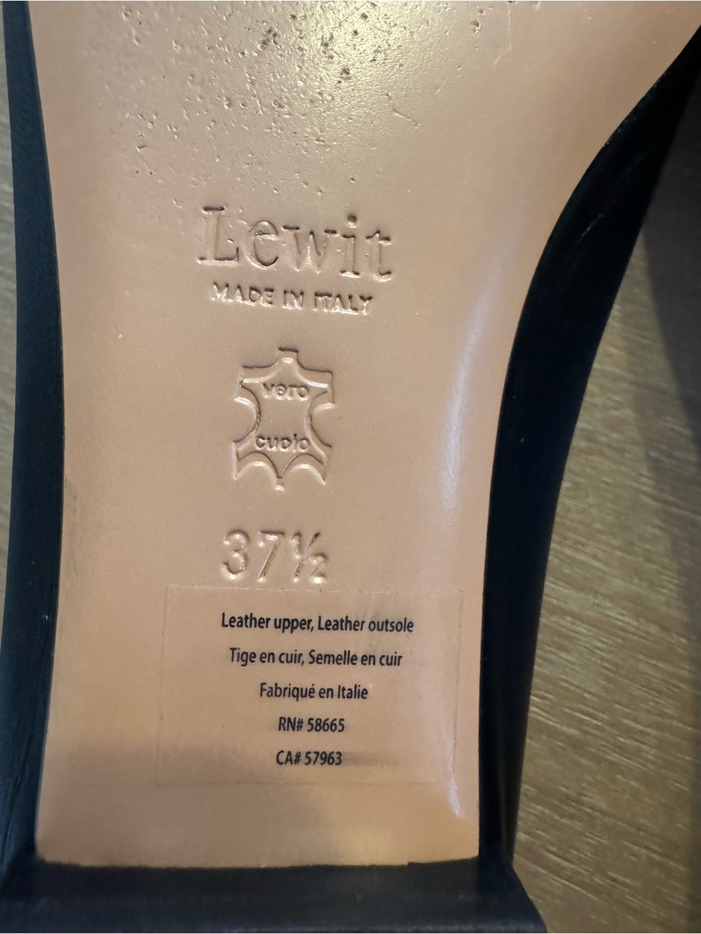 Lewit Black Genuine Leather Rounded Toe Ballet Flats - Made in Italy - Picture 9 of 11